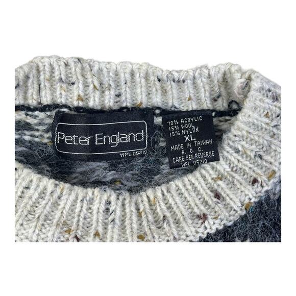 VINTAGE Peter England Wool Sweater Adult XL Thick Cable Knit Crew Neck Fisherman - Picture 11 of 11